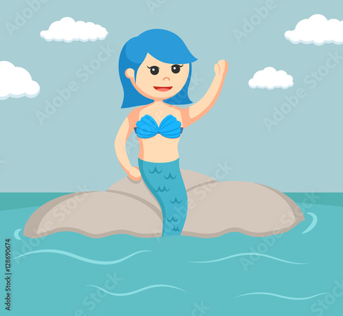 female mermaid sit on a rock