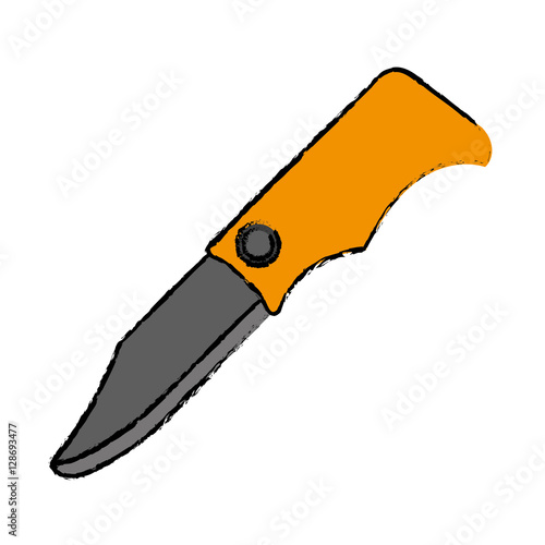 drawing hunting knife tool equipment camping yellow les vector illustration eps 10