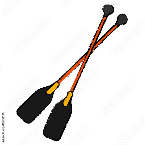 drawing paddles crossed boat tool vector illustration eps 10