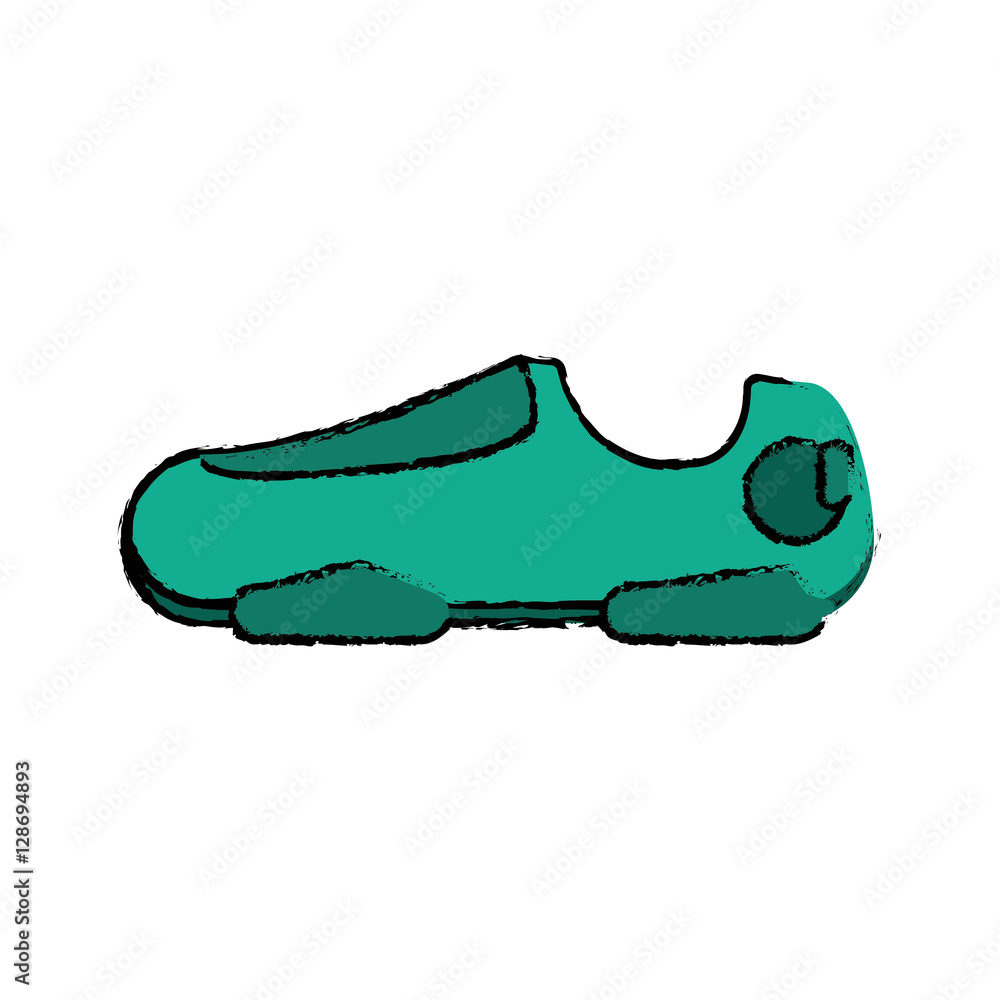 drawing green sneaker shoe run fitness gym vector illustration eps 10