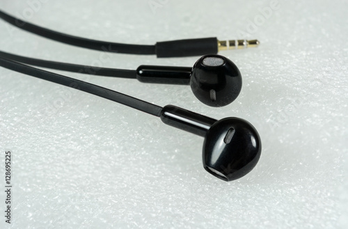 Black Earphone or earphones on white background the Black earpho