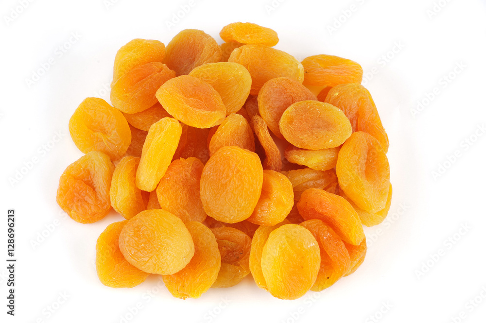 close up on dry apricots isolated on white background close up on dry apricots isolated on white background