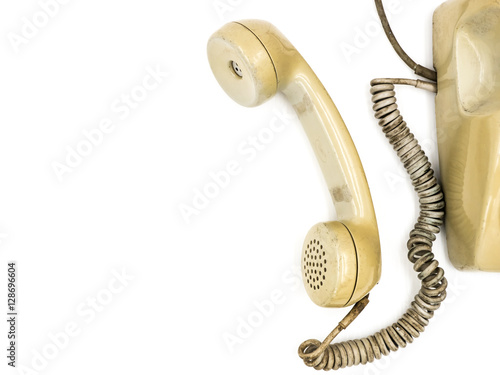 vintage telephone on white background