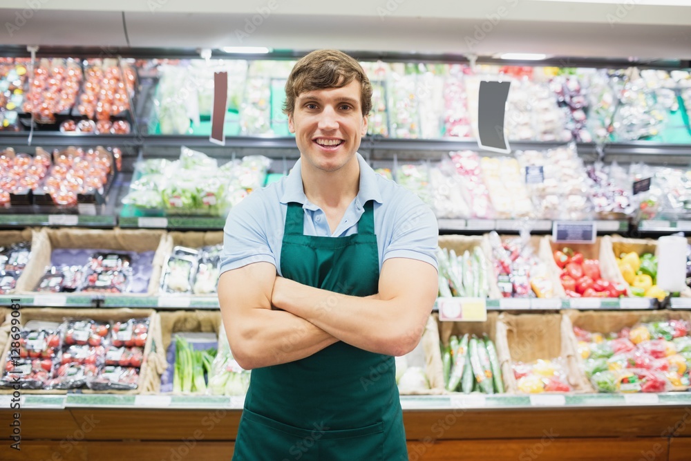 Portrait of man grocer smiling Portrait of man grocer smiling