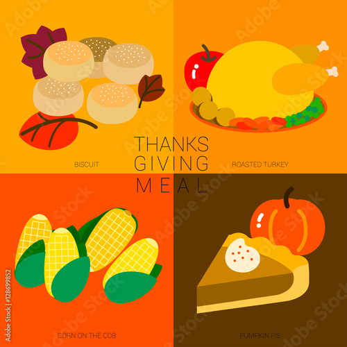 THANKSGIVING MEAL
Contemporary Thanksgiving meal is always composed with large roasted turkey. Dinner is composed of menu cooked from their corp such as pumpkin pie and corn on the cob. 