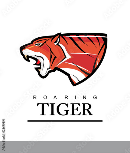 Fototapeta Naklejka Na Ścianę i Meble -  Tiger. Fearless tiger, Roaring Predator. Roaring Tiger. Elegant tiger head combine with text.