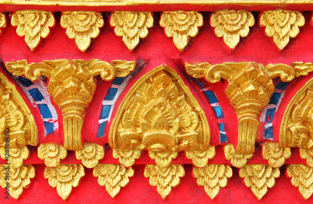 Traditional Thai style pattern decorative, stucco gold paint in