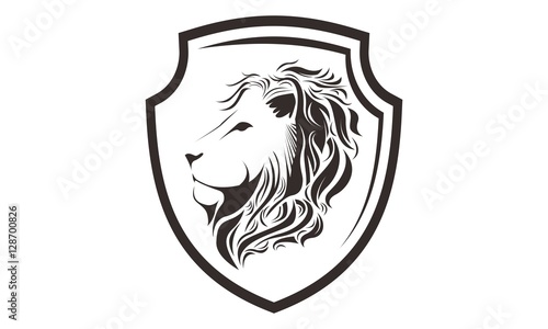 Fototapeta Naklejka Na Ścianę i Meble -  lion head with shield logo template
