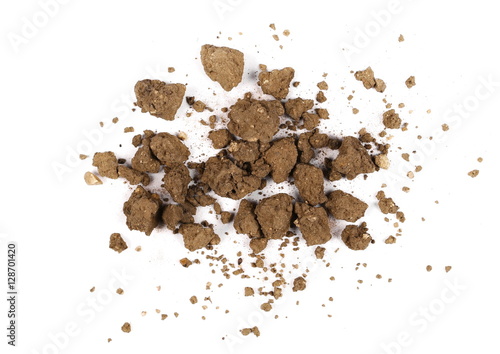 pile dry soil isolated on white background