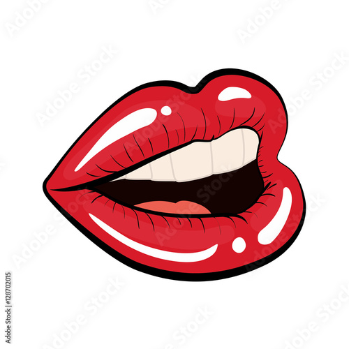 Woman lips comic style icon vector illustration graphic design
