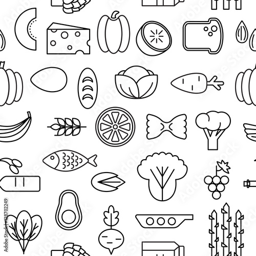 Healty food cartoon seamless pattern