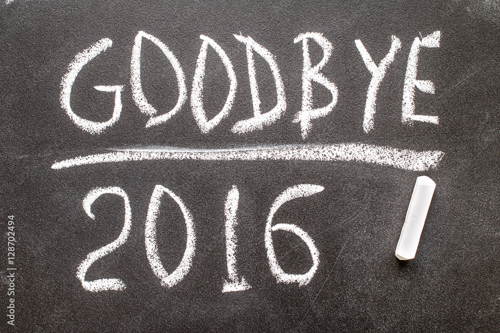 Fototapeta premium GOOD BYE 2016 text written on chalkboard