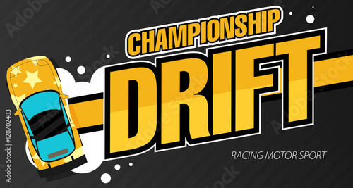 Top view of a drifting cars. Drift banner for web or print. Flat