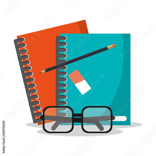 Book and glasses icon. Worktime office supplies and workforce theme. Colorful design. Vector illustration