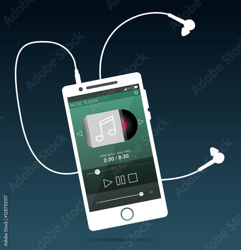Illustration with a mobile phone in flat style 