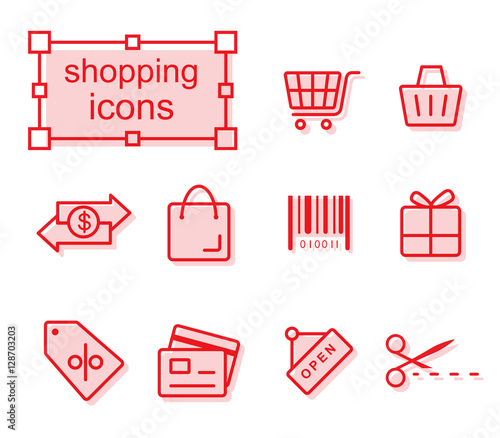 Thin line icons set, Linear symbols set, Shopping
