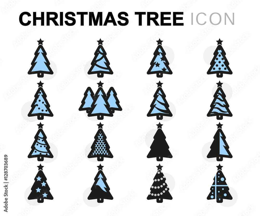 Vector flat christmas tree icons set Vector flat christmas tree icons set