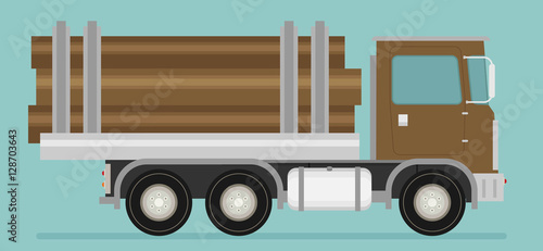 Timber wood truck vector.