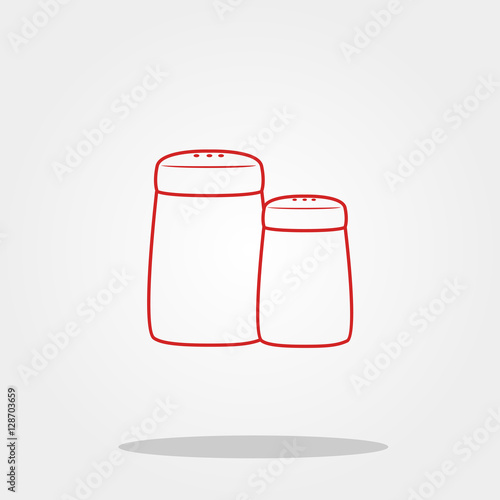 Salt and pepper bottle cute icon in trendy flat style isolated on color background. Kitchenware symbol for your design, logo, UI. Vector illustration, EPS10.