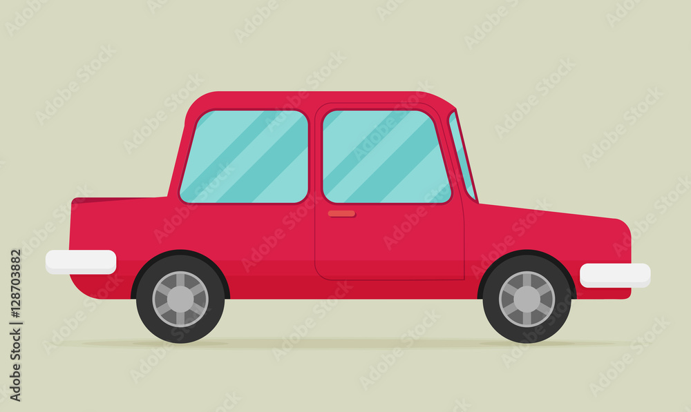 Old car. Flat styled vector illustration