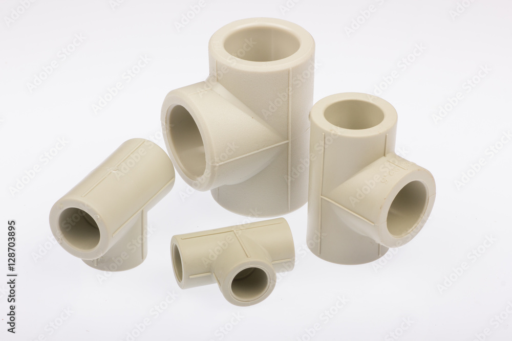 PPR Pipe fittings isolated on white background PPR Pipe fittings isolated on white background