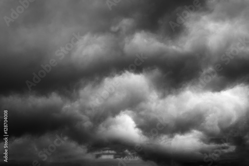 Sky with clouds black and white on background