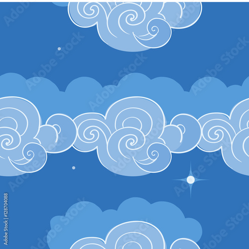 Seamless pattern with clouds. Vector illustration photo