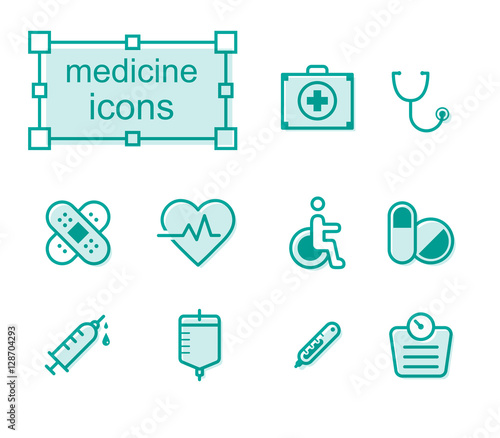 Thin line icons set, Linear symbols set, Medicine