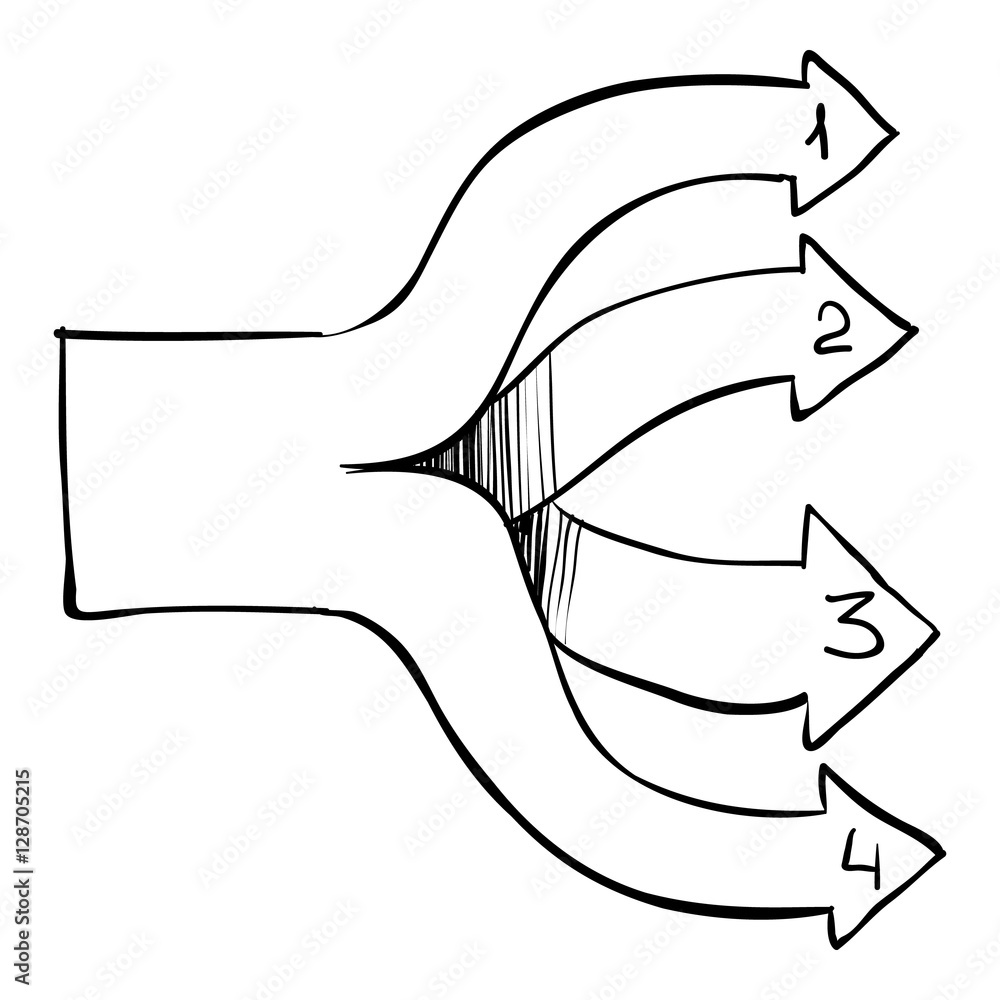 Four arrows infographics. Hand drawn illustration of four arrows vector