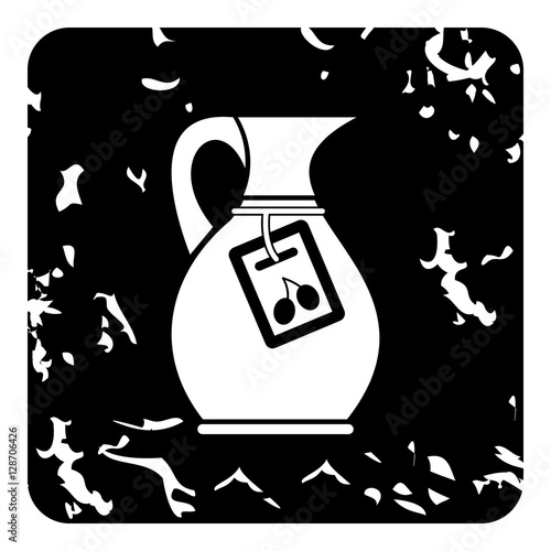 Jug with olive oil icon. Grunge illustration of jug with olive oil vector icon for web
