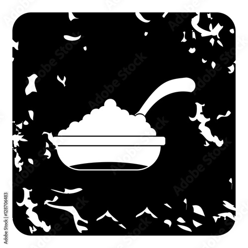 Bowl of caviar with spoon icon. Grunge illustration of bowl of caviar with spoon vector icon for web