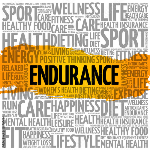 ENDURANCE word cloud collage, health concept background