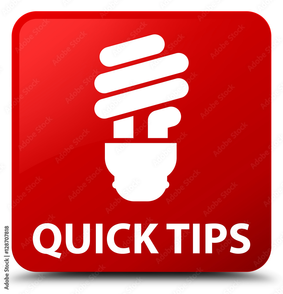 Quick tips (bulb icon) red square button Quick tips (bulb icon) red square button