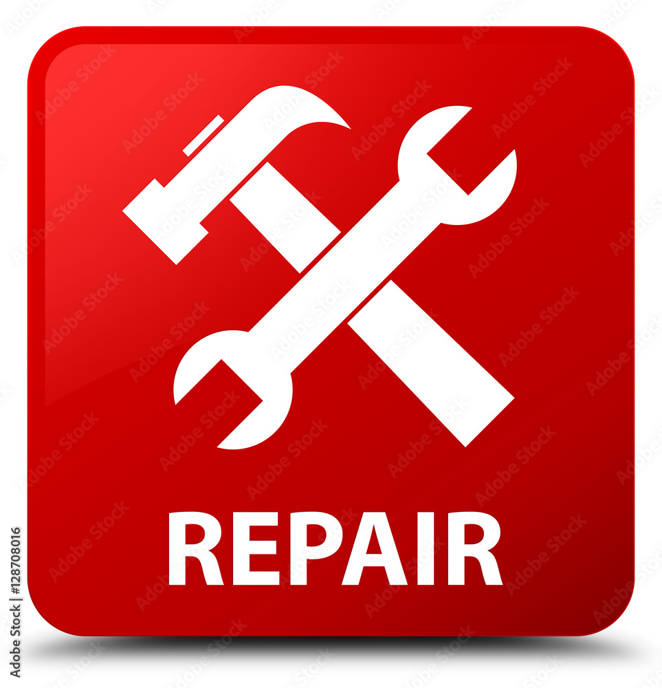 Repair (tools icon) red square button Repair (tools icon) red square button