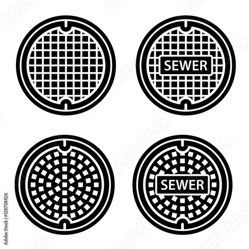manhole sewer cover black symbol vector