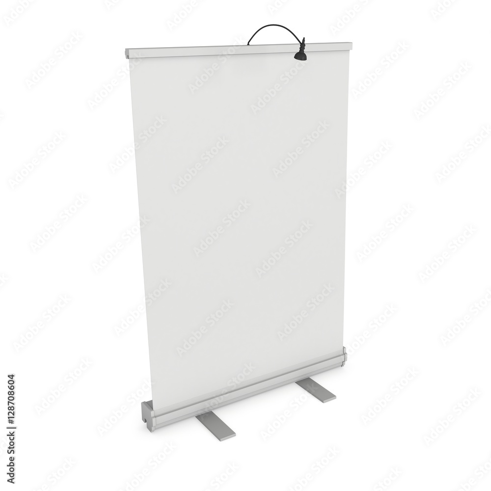 Blank Roll Up Banner Stand. Trade show booth white and blank. 3d render isolated on white background. High Resolution Template for your design. Blank Roll Up Banner Stand. Trade show booth white and blank. 3d render isolated on white background. High Resolution Template for your design.