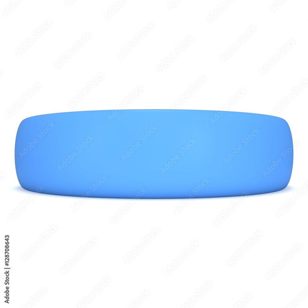 Blue rubber plastic stretch white bracelet. 3d render isolated on white background. Blue rubber plastic stretch white bracelet. 3d render isolated on white background.
