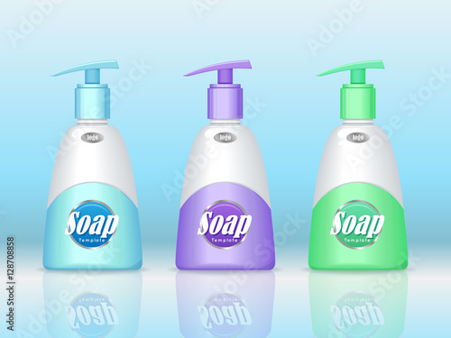 Soap Bottles Set with Spreader. Cosmetic Product