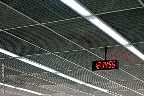 digital clock on the ceiling.selective focus