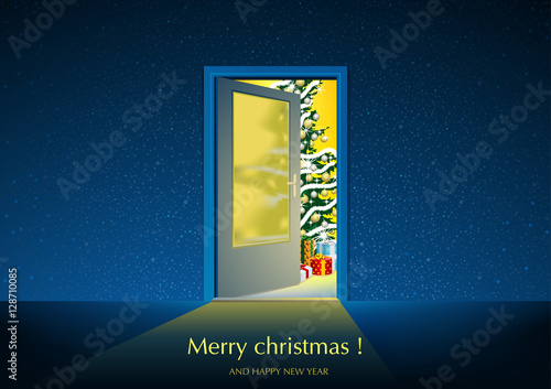 Blue Merry Christmas Greeti...