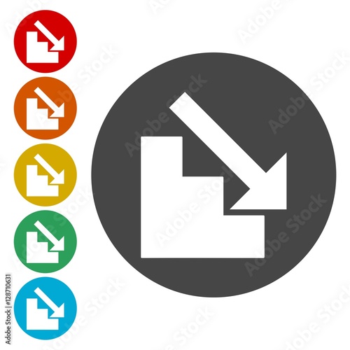 Free Download Stairs down vector simple icon, Downstairs icon  - GFXLoad