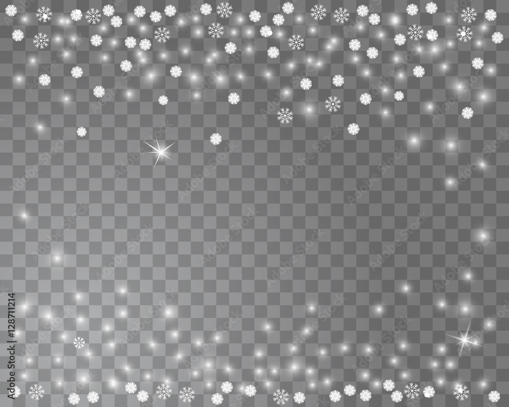 Falling snow on a transparent background. Abstract snowflake background for your Christmas design. Vector illustration Falling snow on a transparent background. Abstract snowflake background for your Christmas design. Vector illustration