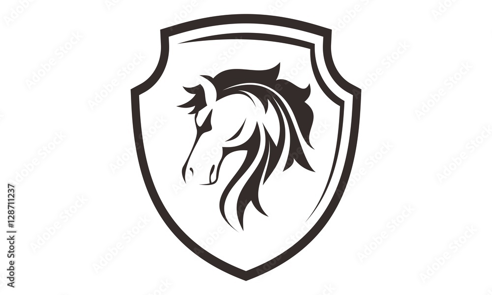 horse head with shield logo template