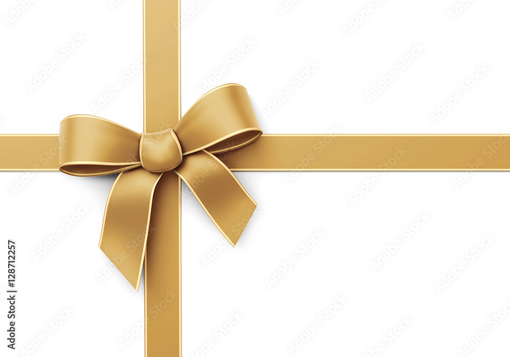 Golden ribbon with bow - crosswise Golden ribbon with bow - crosswise