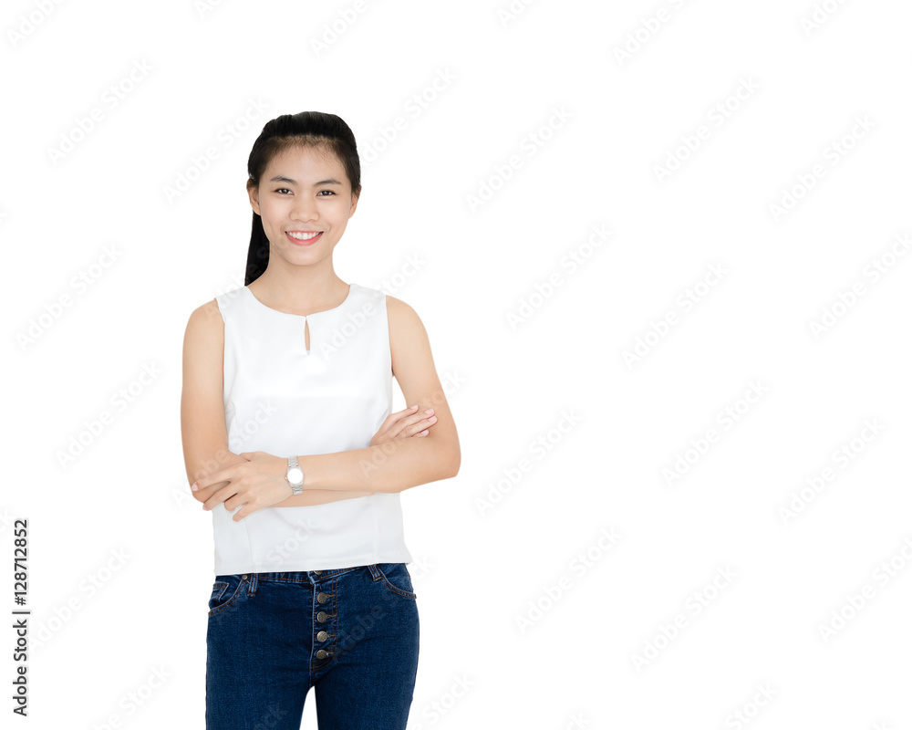 Portrait of a young beutiful asian girl. Isolated on white backg Portrait of a young beutiful asian girl. Isolated on white backg