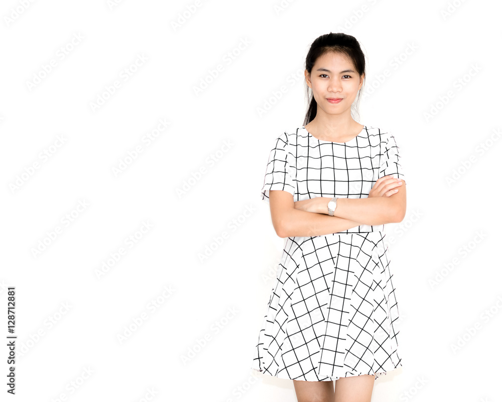 Portrait of a young beautiful asian girl. Isolated on white back Portrait of a young beautiful asian girl. Isolated on white back