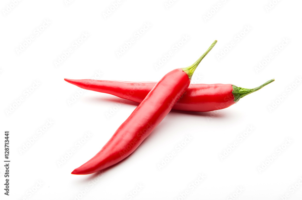 red chilli peppers on white background red chilli peppers on white background