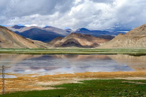 Wetlands and lake in Tibet
