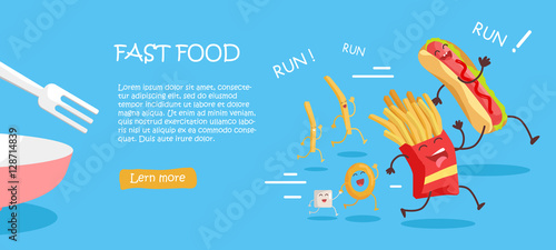 Fast Food Conceptual Flat Style Vector Web Banner