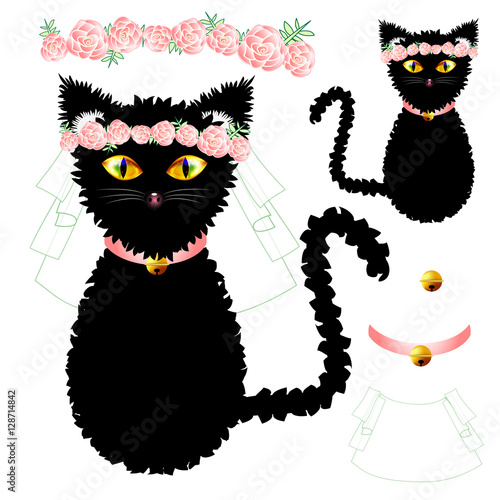 Black Cat Bride with Yellow...